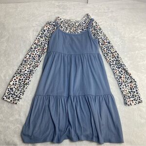 Forever Girl Blue Dress with  Floral Long-sleeve Top Size 7